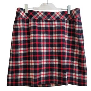 Talbots Plaid Pencil Skirt Size 16 Wool Blend Blue Red Tartan Acadamia Preppy